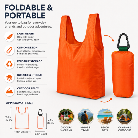 Foldable Clip-On Tote Bag