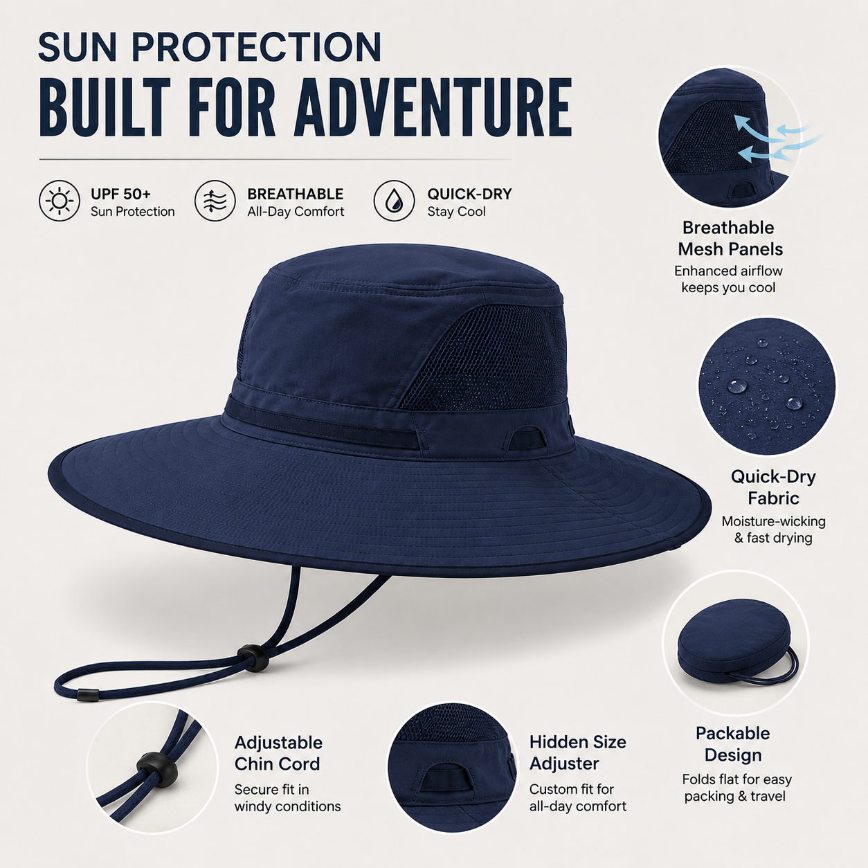 Men's UPF 50+ Outdoor Adventure Hat